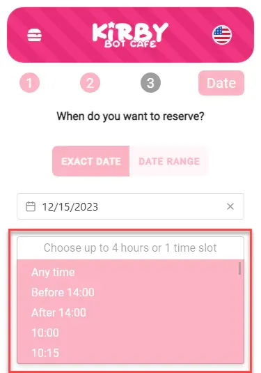 Select hour
